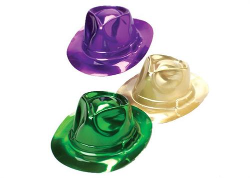 Mardi Gras Fedora Hats - 12pcs