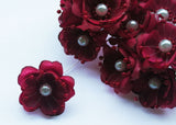 Organza and Satin Flower with Pearl Spray Burgundy (72 Flowers)
