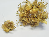 Organza and Satin Flower with Pearl Spray Gold (72 Flowers)