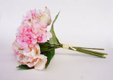  Peony & Hydrangea Silk Flower Wedding Bouquet Beige Pink