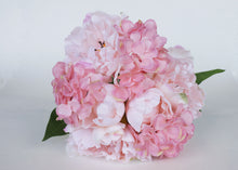  Peony & Hydrangea Silk Flower Wedding Bouquet Pink Mix