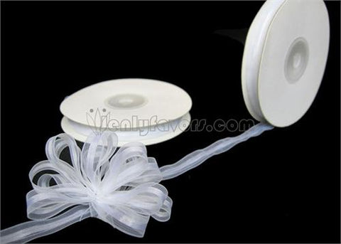 3/8" White Pull Bow Ribbon (25 yard)