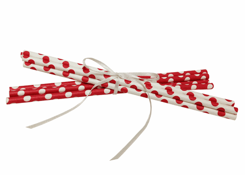 Polka Dot Paper Straws - Ruby Red 10pcs