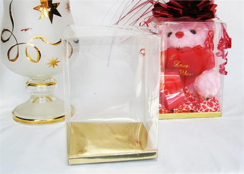 Clear PVC Favor Box with Golden Card Bottom Small - 12 pcs