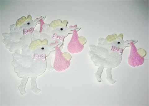 Baby Shower Decoration Cotton Baby Stork Pink (12 pieces)