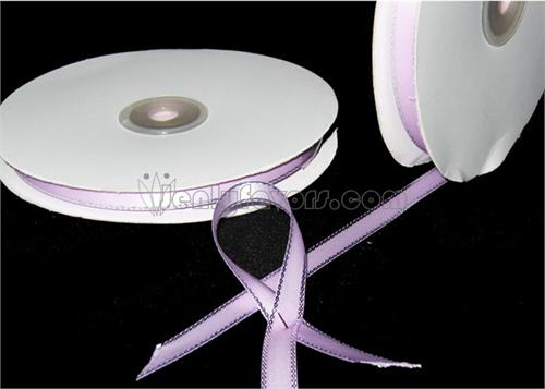3/8" Double Face Satin Ribbon with Silver Edge Lavender 50 Yards 