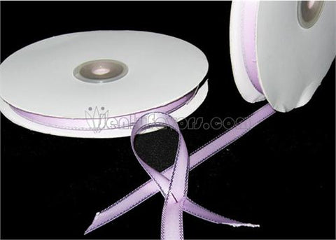 3/8" Double Face Satin Ribbon with Silver Edge Lavender 50 Yards 