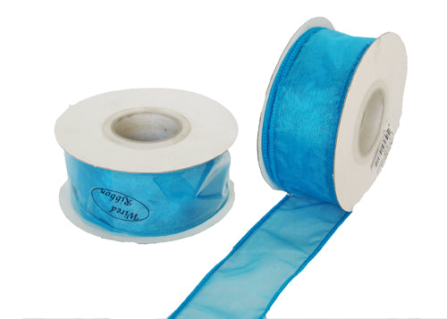 1-1/2" Organza Wired Ribbon Turquoise (10 Yards)