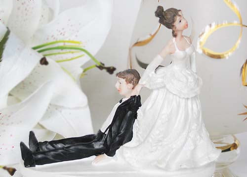 5 Poly Resin Wedding Cake Topper Bride Pulling The Drunk Groom