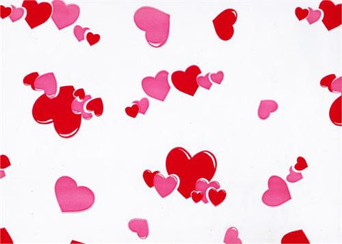 40" x 100 Ft Pink Red Hearts Printed Cellophane Paper (1 Roll)