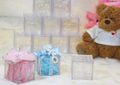 Plastic Clear Baby Cubes Favor Box (12 pieces)