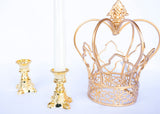 Plastic Taper Candle Holder Gold (12 Pieces)