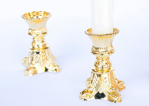 Plastic Taper Candle Holder Gold