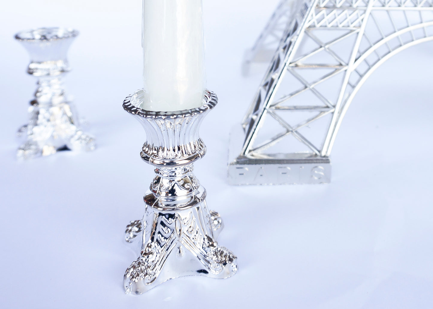 Plastic Taper Candle Holder silver