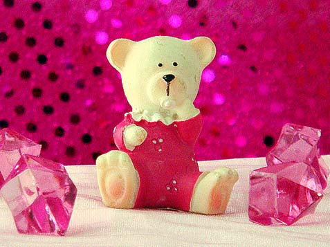 Poly Resin Miniature Teddy Bear- Pink (24 Pieces)