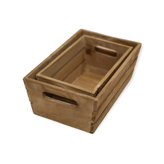Rectangle Wooden Basket Crate Planters Set of 2