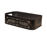 Rectangular Metal Black Bistro Planter Gift Basket with Handles