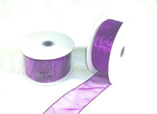 1-1/2" Sheer Organza Wired Ribbon Purple (10 Yards)