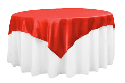 Red Satin Table Overlay 72" X 72" Square(1 Piece)