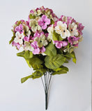 22 Inch X-Large Satin Artificial Hydrangea Silk Flower Bush 7 Heads Mauve Rose Green Mix