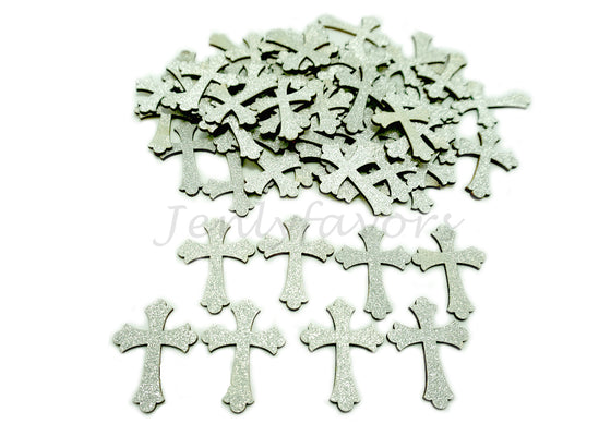 Silver Glitter Wood Cross (100 Pieces)