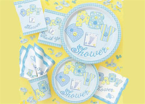 Stitching Blue Baby Shower Party Supply | Item| 13" square Large Napkin (16 pieces)