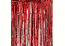  Red Metallic Foil Party Tassel Curtain Fringe Wall Decoration Hanging 3'x 8'