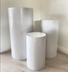3 Pieces Set Of Metal Cylinder Pedestals Display Stand White