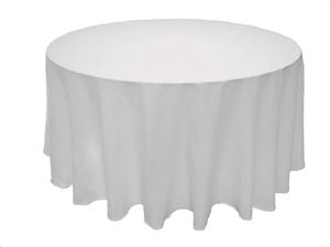White 136" Round Polyester Tablecloth