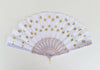 10 Pcs White Cloth Hand Fans with White Gold Plastic Handle