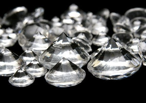 Clear Crystal Acrylic Diamonds Round Assorted Sizes Vase Filler (1 Pound)