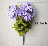 22 Inch X-Large Satin Artificial Hydrangea Silk Flower Bush 7 Heads Lavender