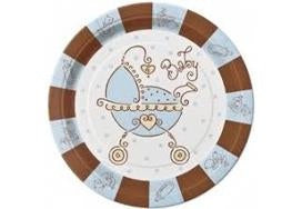 9" Baby Joy Blue Baby Shower Plate (8 Pieces)