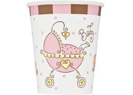 9 oz. Baby Joy Pink Baby Shower Cup (8 Pieces)