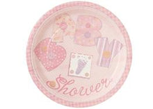  7" Stitching Pink Baby Shower Plate (8 Pieces)