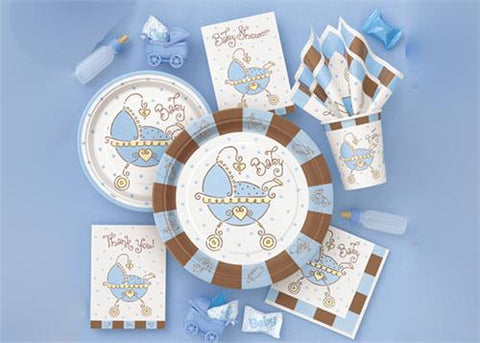 Baby Joy blue Party Supply| Item| 10" square Small Napkin (16 Pieces)