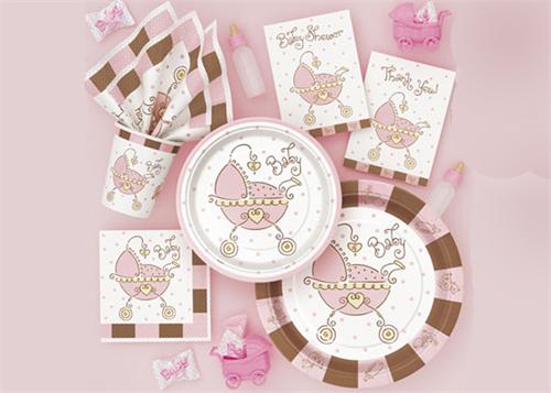 Baby Joy Pink Party Supply| Item| 7" diameter Small Plate (8 Pieces)