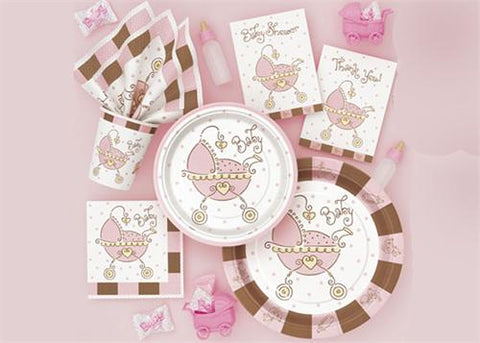 Baby Joy Pink Party Supply| Item| 10" square Small Napkin (16 Pieces)