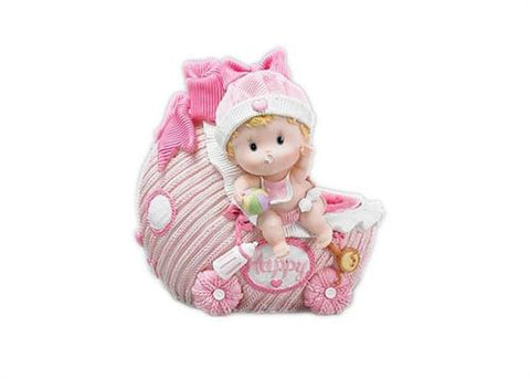 9'' Baby Girl Riding Stroller - Baby Shower Centerpiece 1 Piece