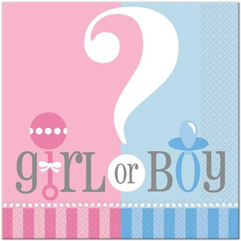 Girl or Boy Gender Reveal Baby Shower Party Paper Napkins 20 Pieces