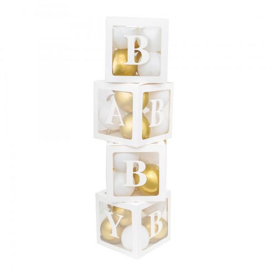 12" x 12" Baby Shower Balloon Box Kit Gold