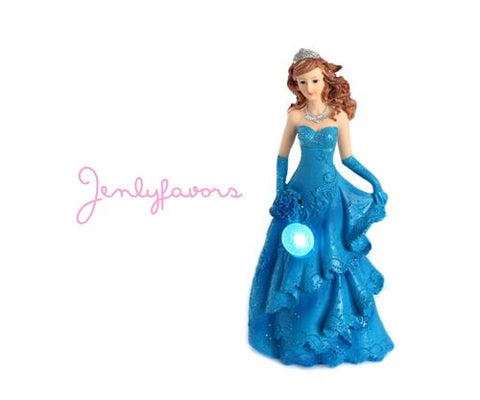 Mis Quince Anos Turquoise Cake Topper Doll with LED Light-up (1 Piece)