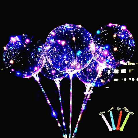 12 Pcs LED Light Up BoBo Balloons Colorful with 3 Levels Flashing Handle