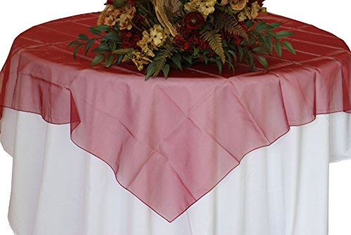 Burgundy Organza Table Overlay 80 X 80 Square(1 Piece)