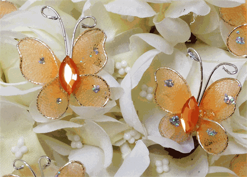 Miniature Organza Butterflies Orange (100 Pieces)