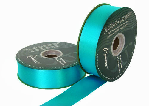 #9 Caribbean Blue Flora Satin Ribbon 1- 7/16" X 100 Yards(1 Roll)