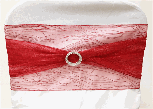 9 x 10 Ft Glitter Organza Chair Bows/Sashes Red  (12 pieces)