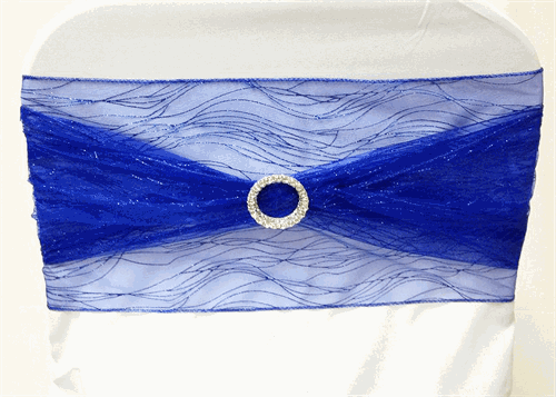 9 x 10 Ft Glitter Organza Chair Bows/Sashes Royal Blue  (12 pieces)