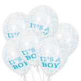 12 Inch Confetti Balloons with "IT'S A BOY" Text (6 Balloons)