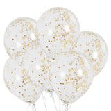 12 Inch Confetti Balloons Gold (6 Balloons)